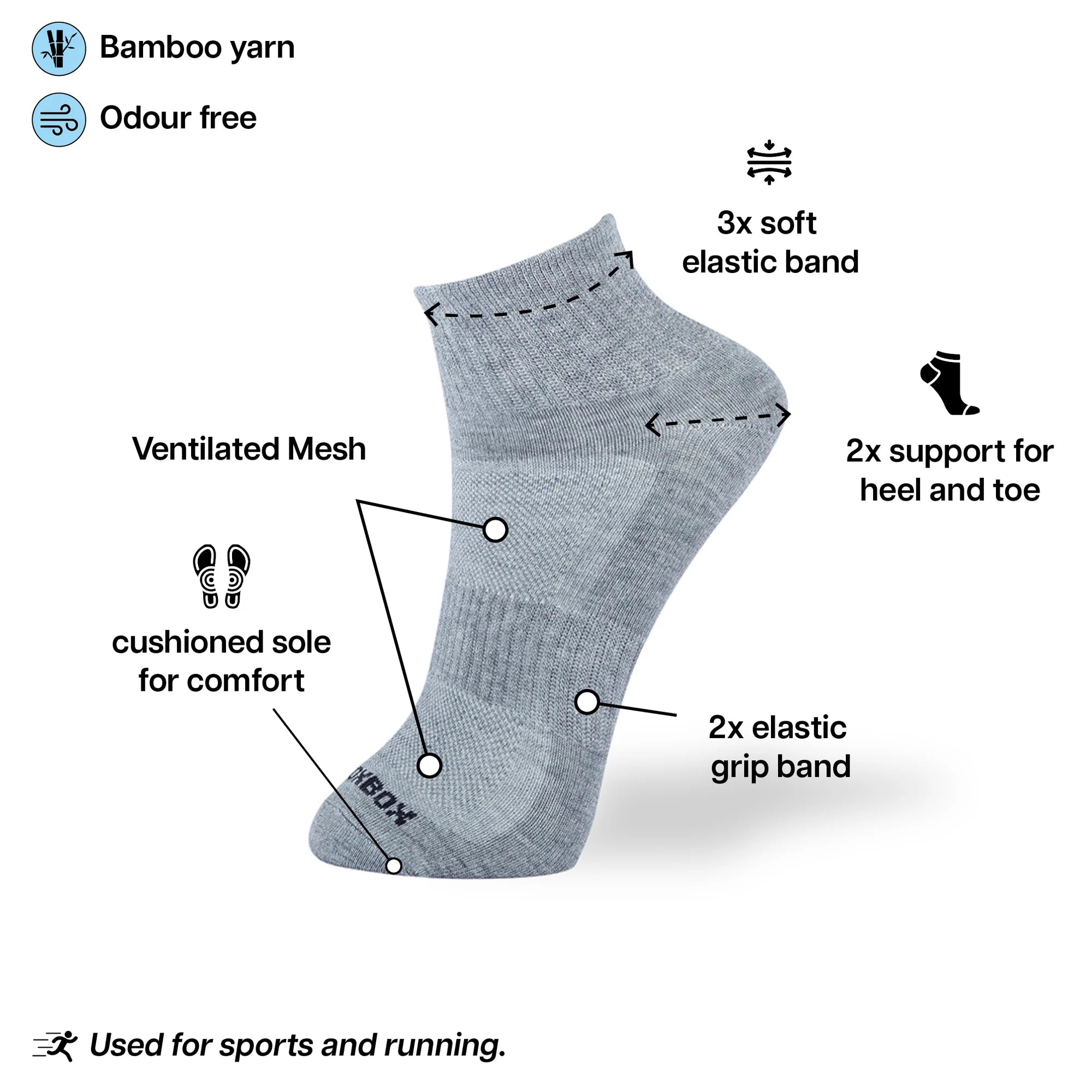 Bamboo High + Low Ankle(Mesh & Basic)- 2 sets